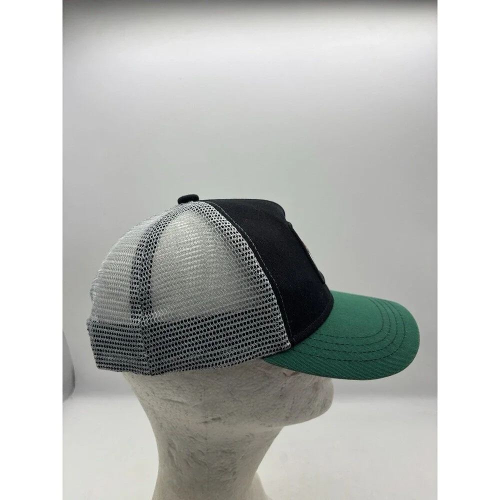 Dinosaur T-Rex Trucker Hat Black Green Mesh Snapback Cap Graphic Under Brim Mens